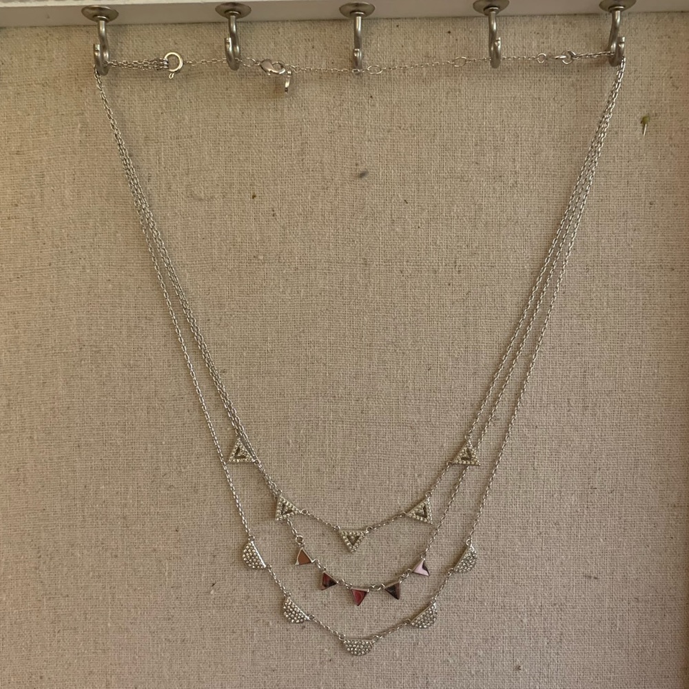 Pave Chevron Necklace - Silver